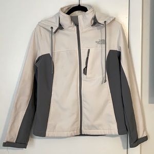 White and Gray North Face Jacket